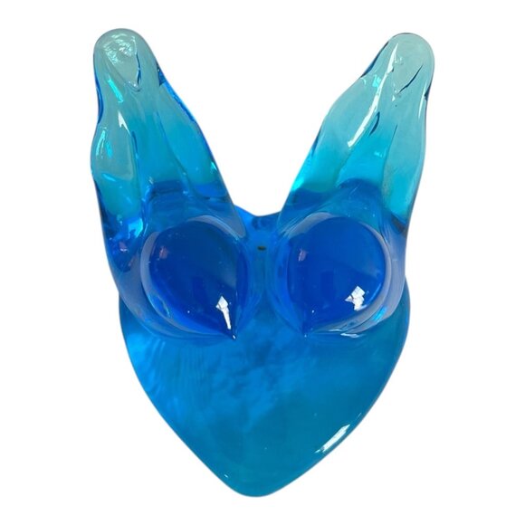 Vintage Hand Blown Art Glass Blue Birds On Heart Base Figurine 2.5" Tall - Picture 3 of 8